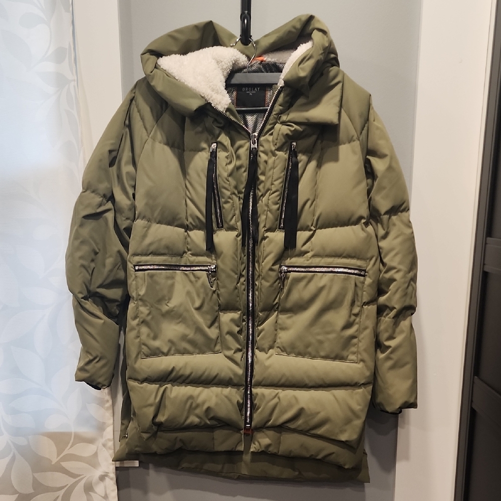 OLAY Olive Green Jacket with Sherpa Lining